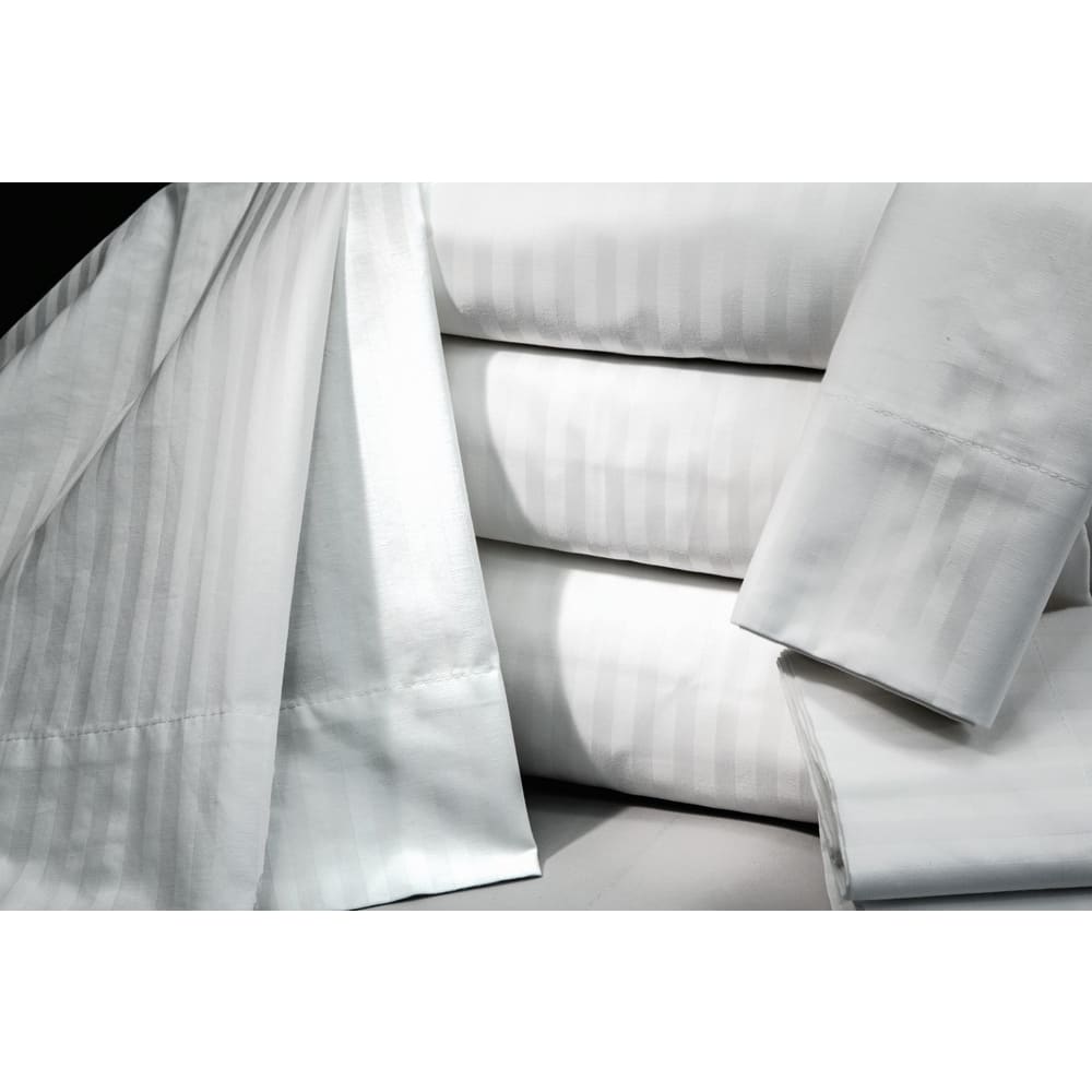 Kahler T300 Blend Woven Stripe, King Flat Sheet, 118x124 CS, RFID, White